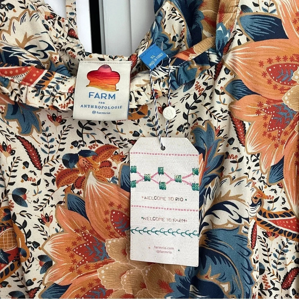NWT Farm Rio Bambina Floral Square Neck Elastic Back Tie Top - Picture 6 of 6